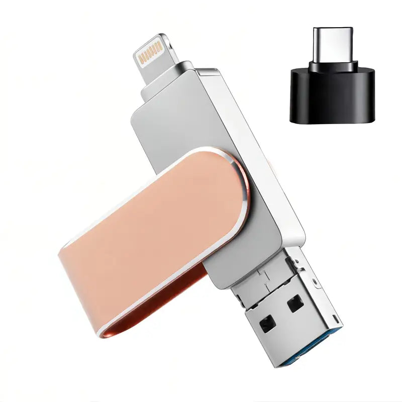 Clé USB 3 en 1 Multi-Interface (USB, Type-C, Lightning) – Stockage Portable pour iPhone, Android et Ordinateur