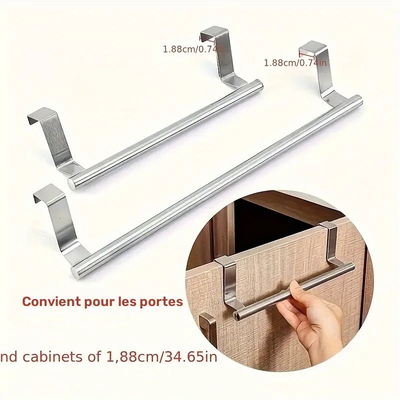 Porte-Serviette à Suspendre Sans Perçage – Barre en Acier Inox pour Porte de Placard ou Salle de Bain