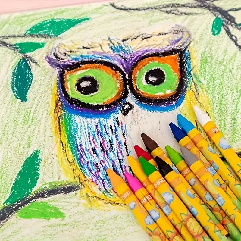 Crayons de Cire Colorés Bébé – Crayons Épais Lavables Anti-Casse pour Dessin et Éveil Créatif