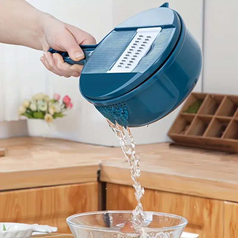 Mandoline de Cuisine 12 en 1 avec Râpe et Bac Collecteur – Coupe-Légumes Sécurisée et Pratique