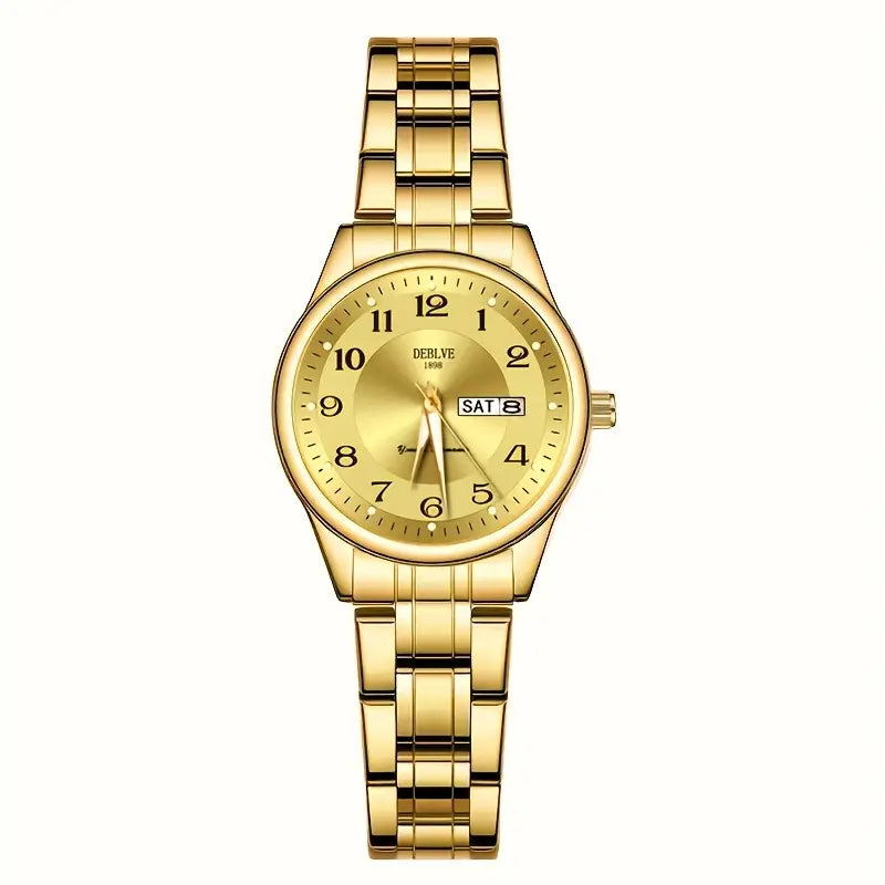 Montre femme acier bicolore argent et or – Quartz lumineux avec affichage date