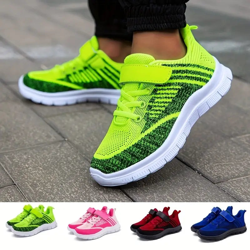 Baskets fille rouge et noir – Chaussures de sport légères en maille respirante avec semelle antidérapante
