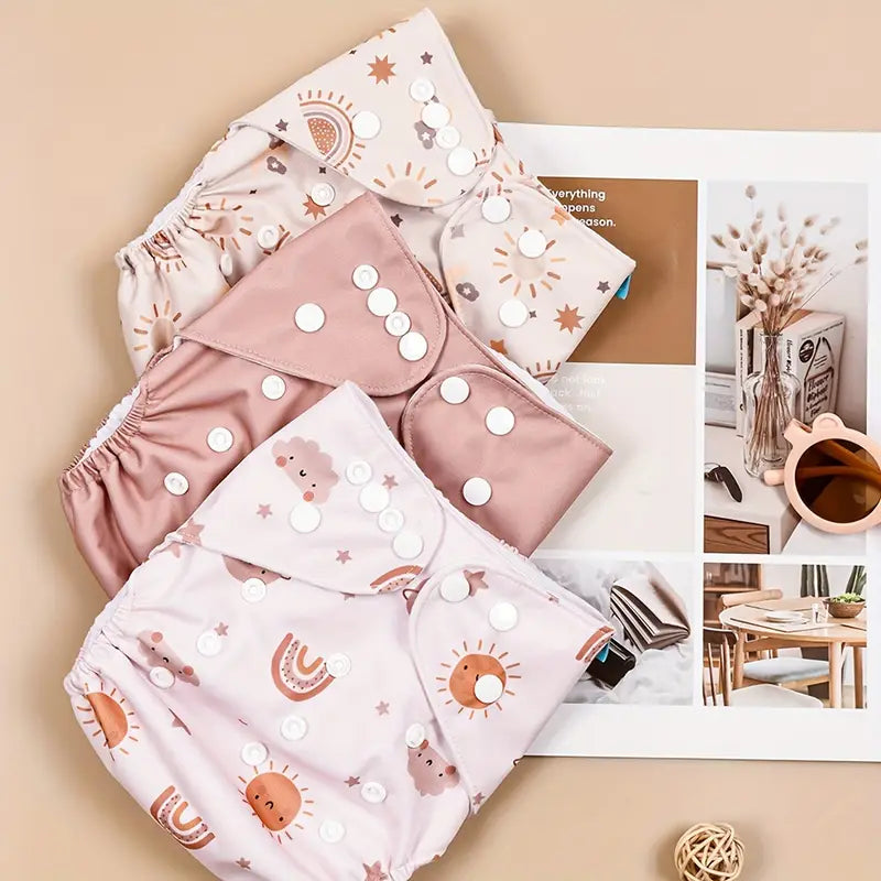 Couche Lavable Réutilisable Imperméable avec Boutons Pression – Motifs Bébé Confortables et Écologiques