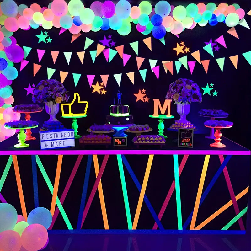 Guirlande Fanions Fluorescents Néon – Décoration de Fête, Anniversaire, Soirée Fluo & Événement Festif