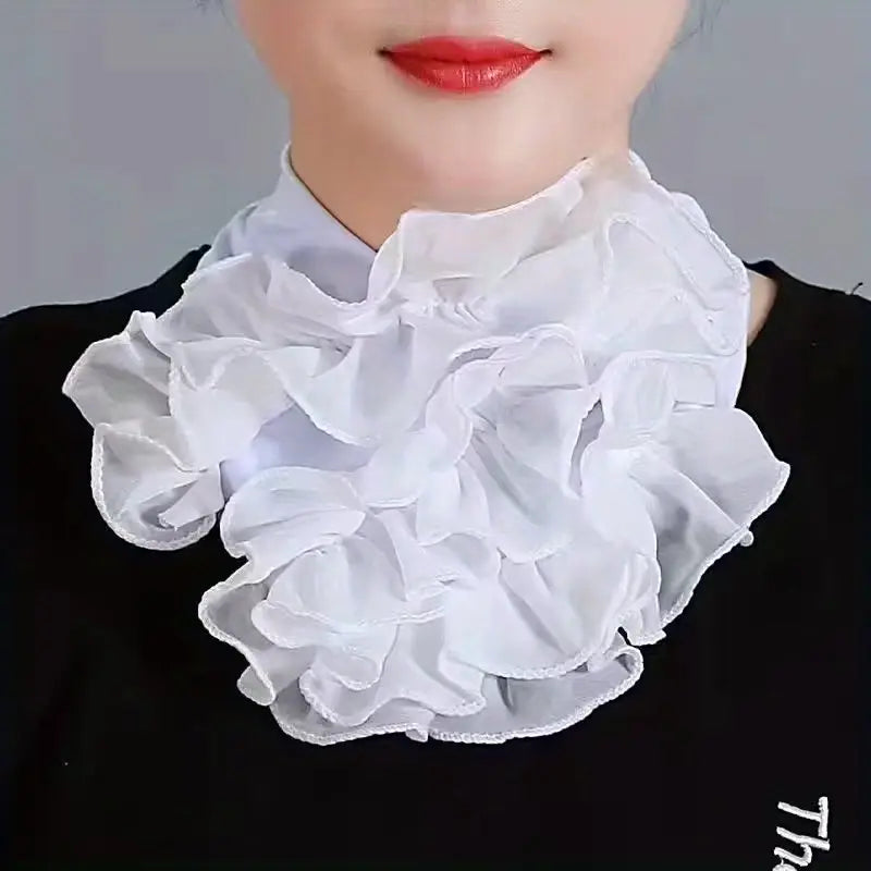 Faux col femme plastron élégant – Col amovible à volants en tissu violet pour chemisier et pull