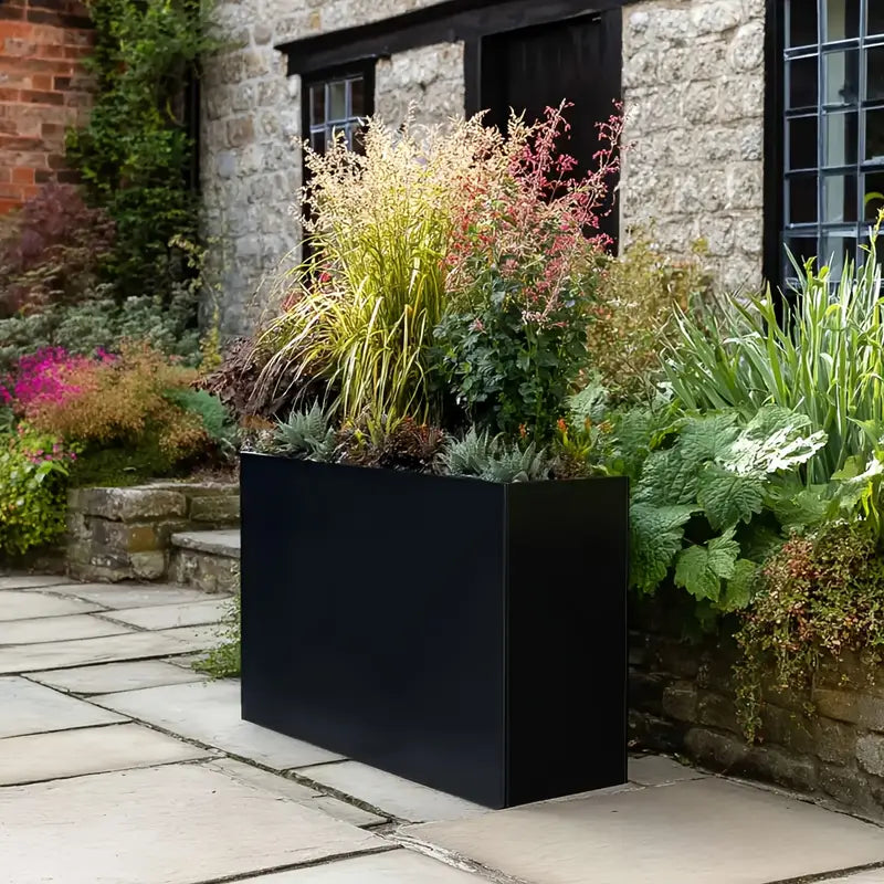 Grande jardinière rectangulaire noire – Pot de fleurs design pour intérieur, terrasse et jardin