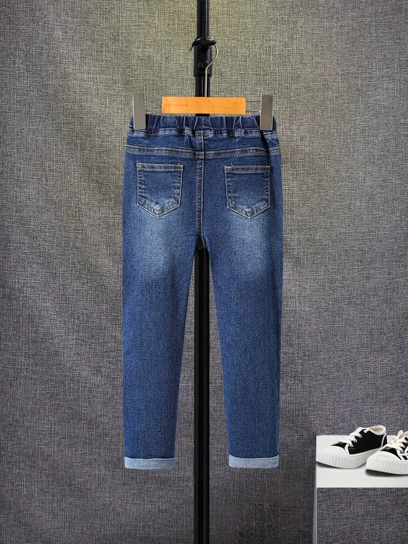 Ensemble Garçon Décontracté – Sweat à Capuche Noir et Jean Classique Bleu