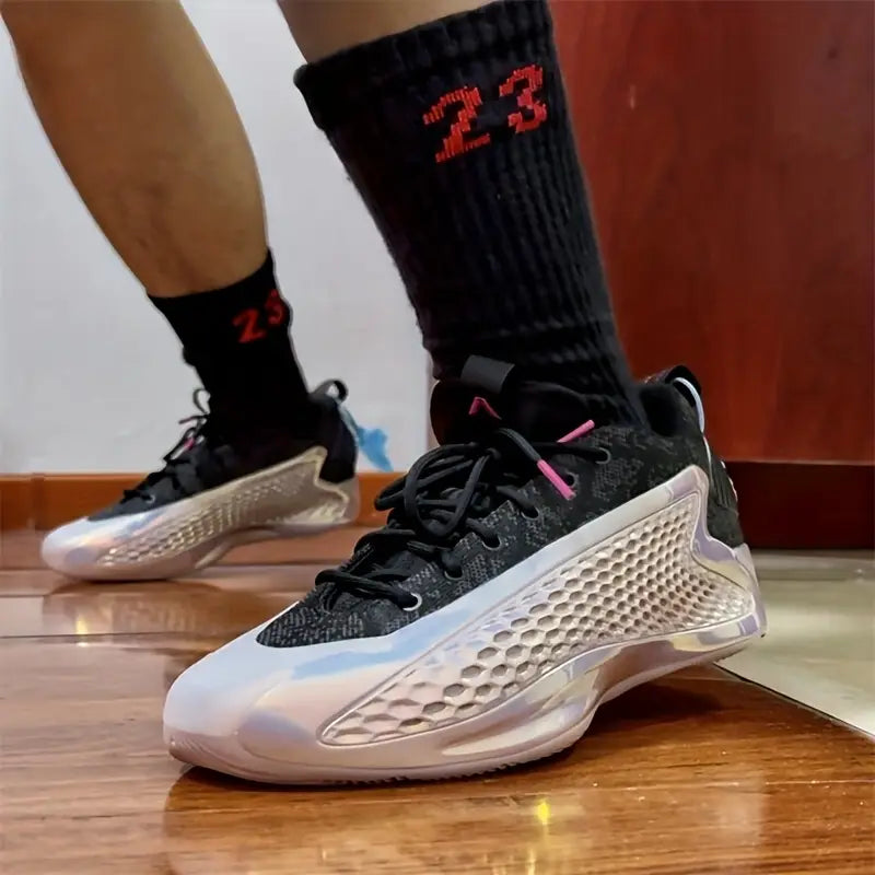 Baskets de sport homme noires et argent – Chaussures légères running, fitness et plein air