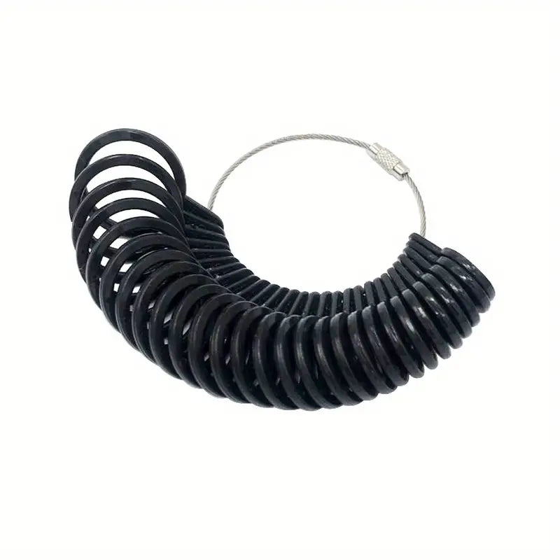 Anneaux de Mesure pour Bagues – Outil de Sizing Réglable en Plastique Noir pour Créateurs de Bijoux