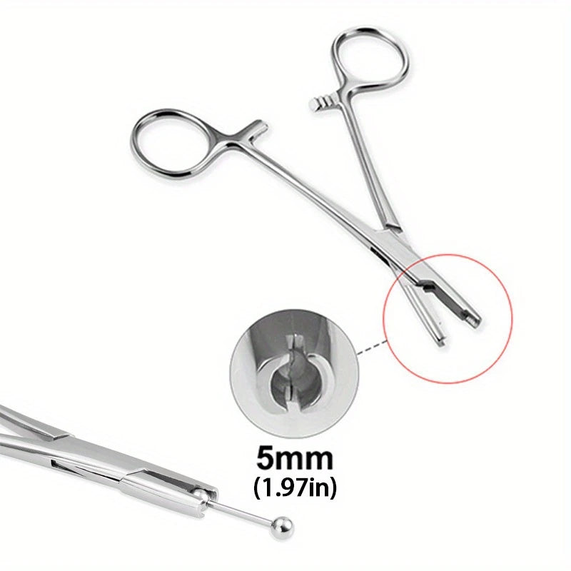 Pince Clamp à Billes 3, 4 et 5 mm pour Piercing – Outil de Précision en Acier Inoxydable pour Tatoueurs