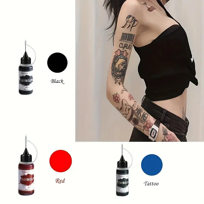Encre pour Tatouage Éphémère – Flacon de 15 ml avec Pointe Précise pour Dessins Temporaires
