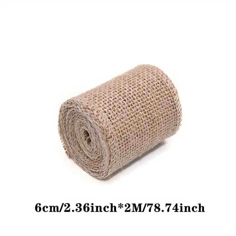 Ruban Jute Naturel 3cm x 2m – Bande Toile de Sac pour Emballages Cadeaux, Mariage Rustique et DIY