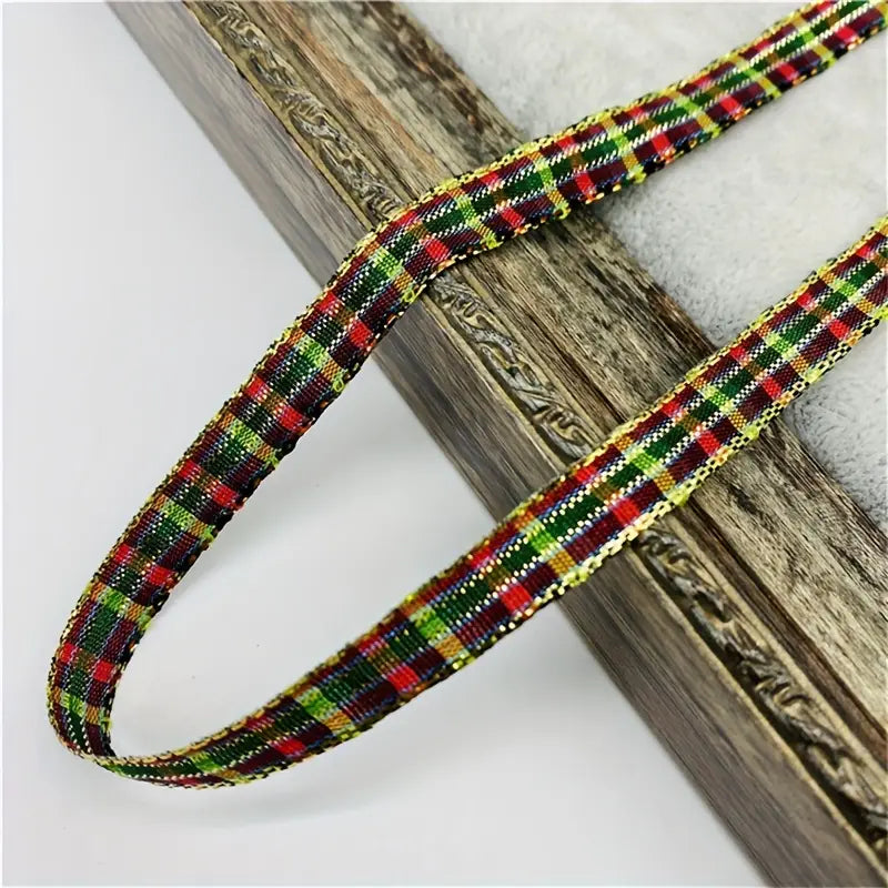 Ruban à carreaux rouge et vert – Décoration festive pour emballage cadeau, bricolage et créations de Noël