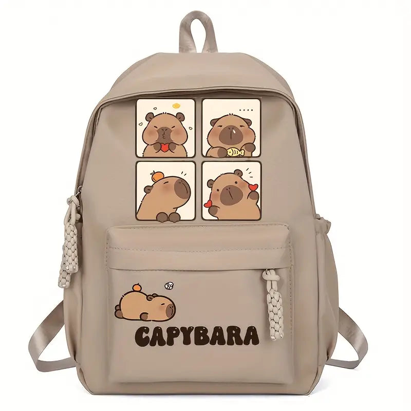 Sac à dos enfant garçon et fille motif capybara – Cartable scolaire mignon et spacieux