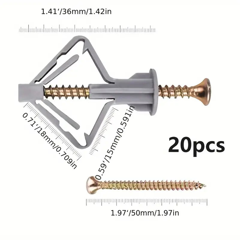 Cheville à bascule pour plaques de plâtre avec vis – Fixation murale robuste pour charges lourdes