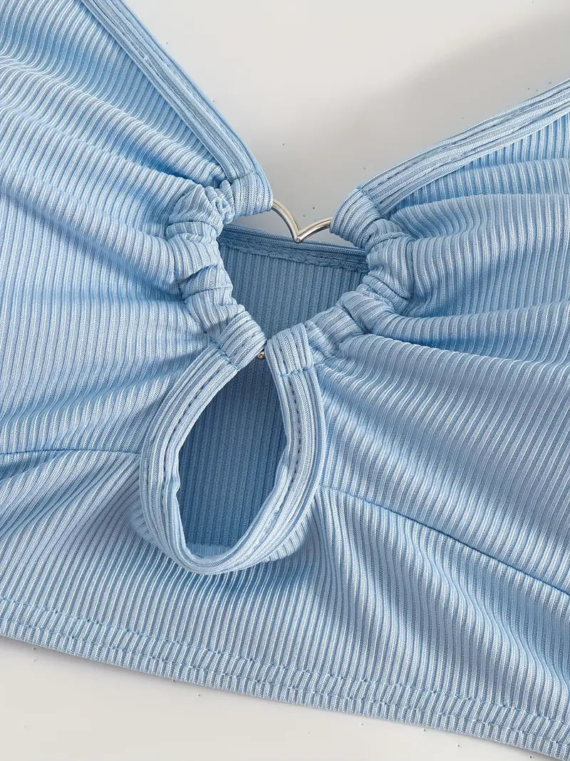 Haut de tankini à découpe cœur – Élégance romantique pour vos journées plage