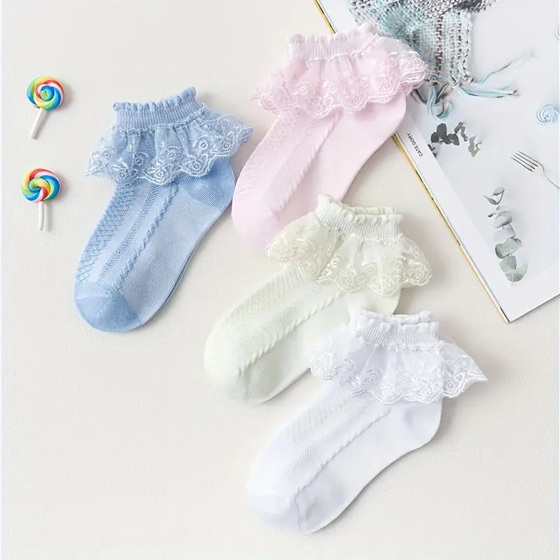 Chaussettes Enfant Dentelle Fille – Lot Coloré Confortable et Élégant pour Cérémonie ou Quotidien