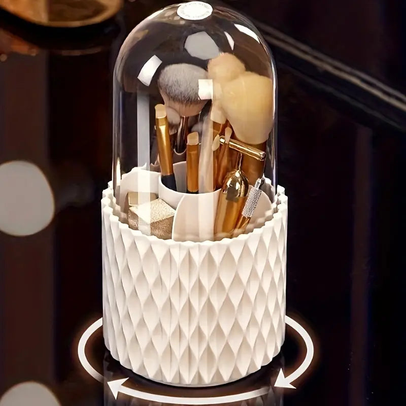 Organisateur de Maquillage avec Couvercle Transparent – Boîte de Rangement Pinceaux et Cosmétiques Élégante et Anti-Poussière