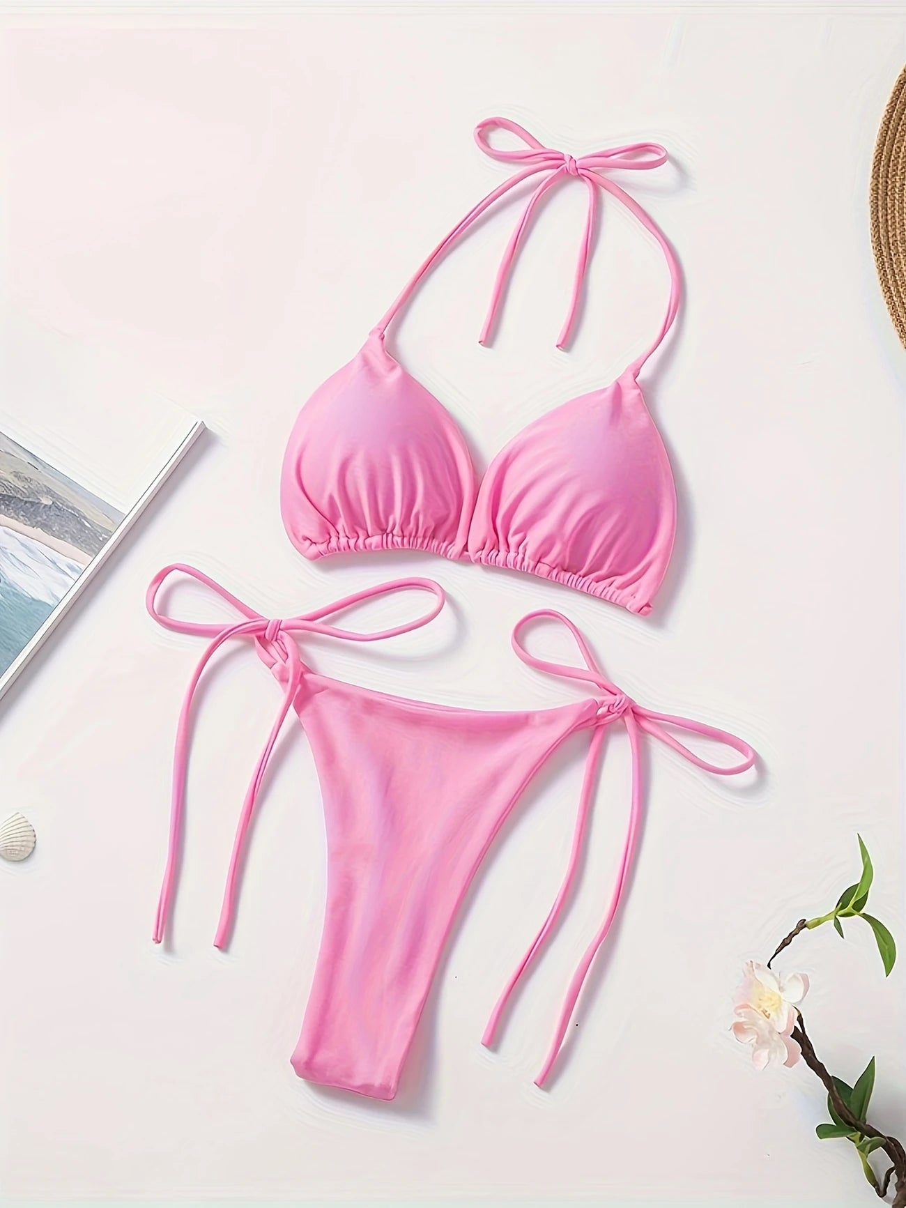 Bikini Femme 2 Pièces à Nouer – Maillot de Bain Triangle Dos Nu, Style Plage & Été Séduisant