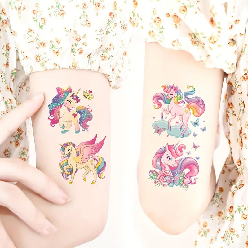 Tatouages Éphémères Licorne pour Enfants – Lot de 20 Feuilles Colorées et Mignonnes, Faciles à Appliquer