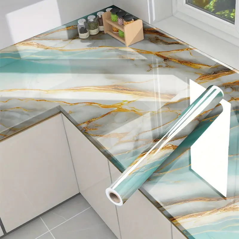 Papier Peint Adhésif Effet Terrazzo – Rouleau Étanche et Facile à Poser pour Cuisine, Salle de Bain et Meubles