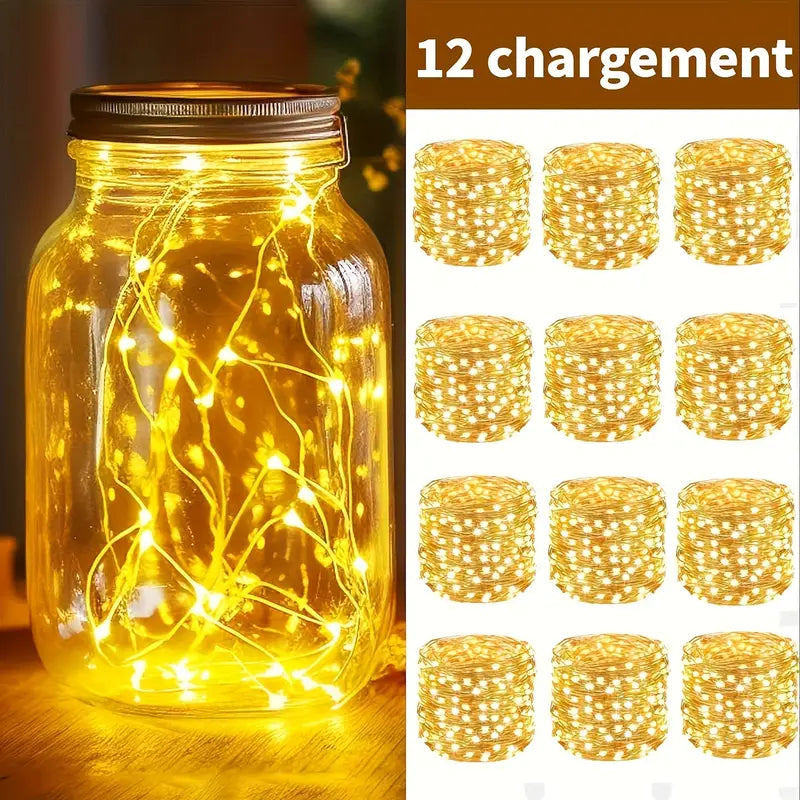 Guirlandes LED Fée à Piles – Lot de 12, Lumière Chaude pour Bocaux, Déco Mariage, Anniversaire ou Fête