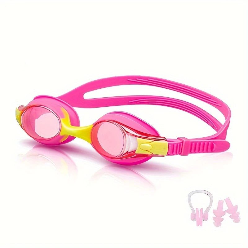 Lunettes de Natation Enfant Rose-Violet – Étanches avec Anti-Buée + Kit Nez et Oreilles Offert