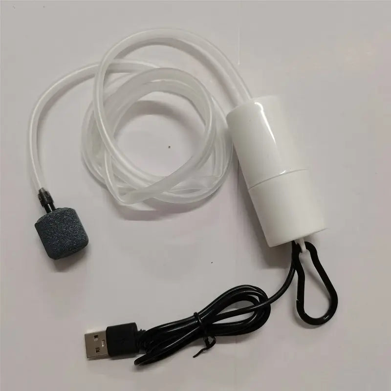 Pompe à Air USB pour Aquarium – Mini Bulleur Silencieux avec Pierre Diffuseur pour Poissons et Reptiles