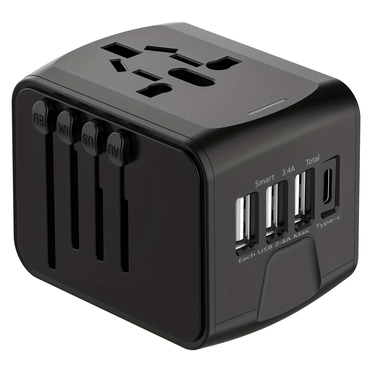 Adaptateur de Voyage Universel avec USB & USB-C – Chargeur Multi-Prises International pour 150+ Pays