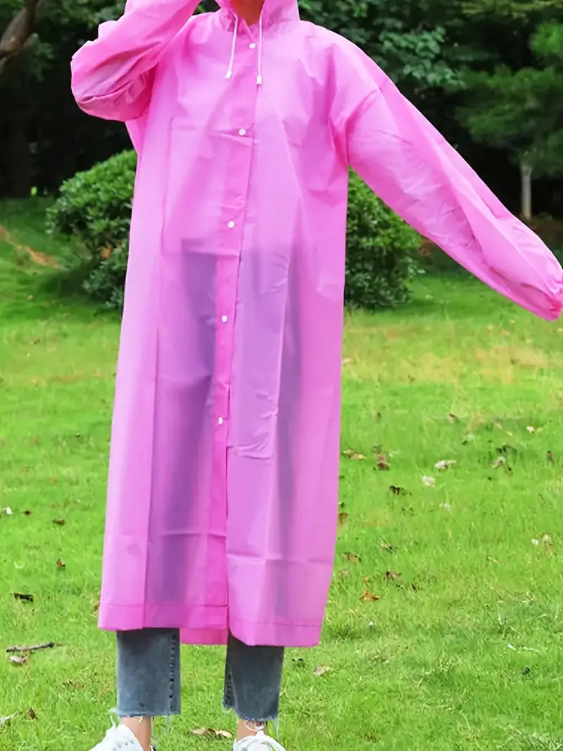 Imperméable Long Unisexe avec Capuche – Veste de Pluie Légère et Réutilisable pour Voyage, Camping ou Randonnée