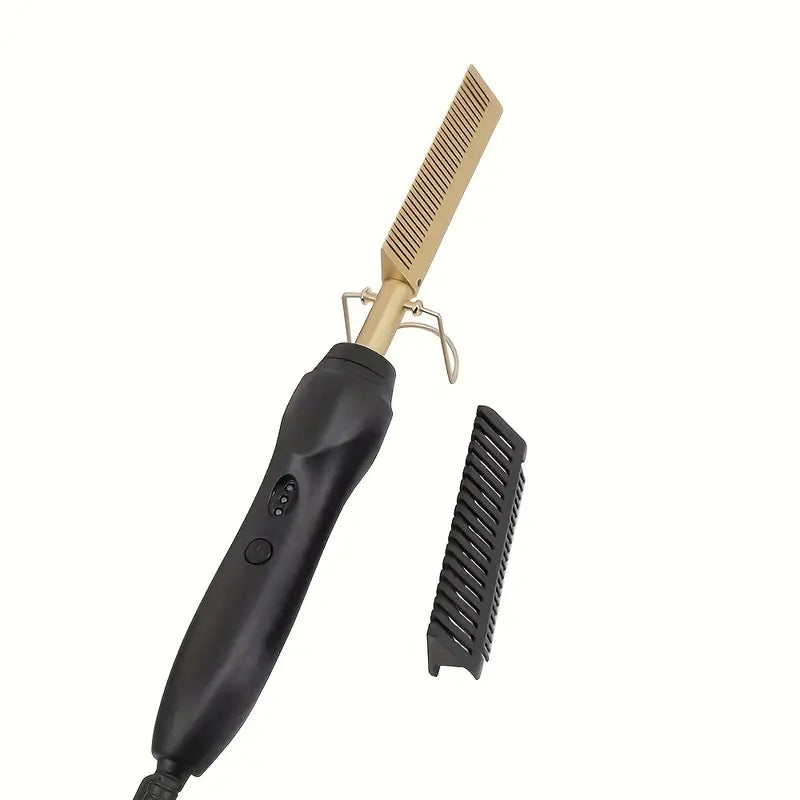Peigne Chauffant Électrique 3 Niveaux – Lisseur à Chaud pour Cheveux et Barbe, Coiffage Rapide & Anti-Frisottis
