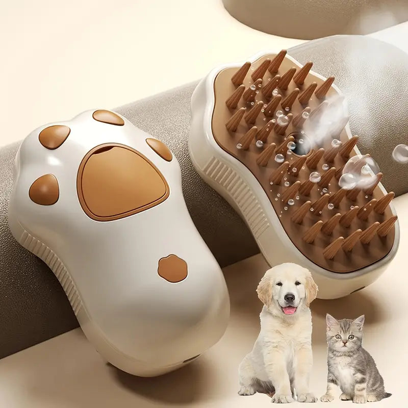 Brosse de Massage Électrique pour Chats et Chiens – Brosse Rechargeable avec Vapeur Apaisante et Picots Souples