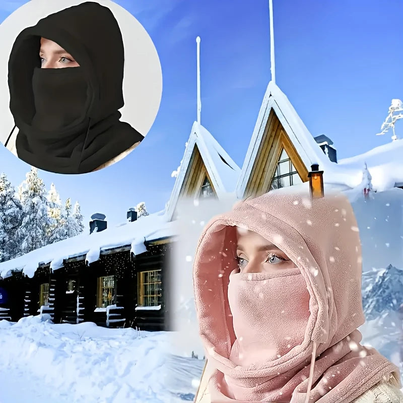 Cagoule Hiver Multifonction Femme & Homme – Capuche Doublée Polaire avec Cache-Cou Intégré