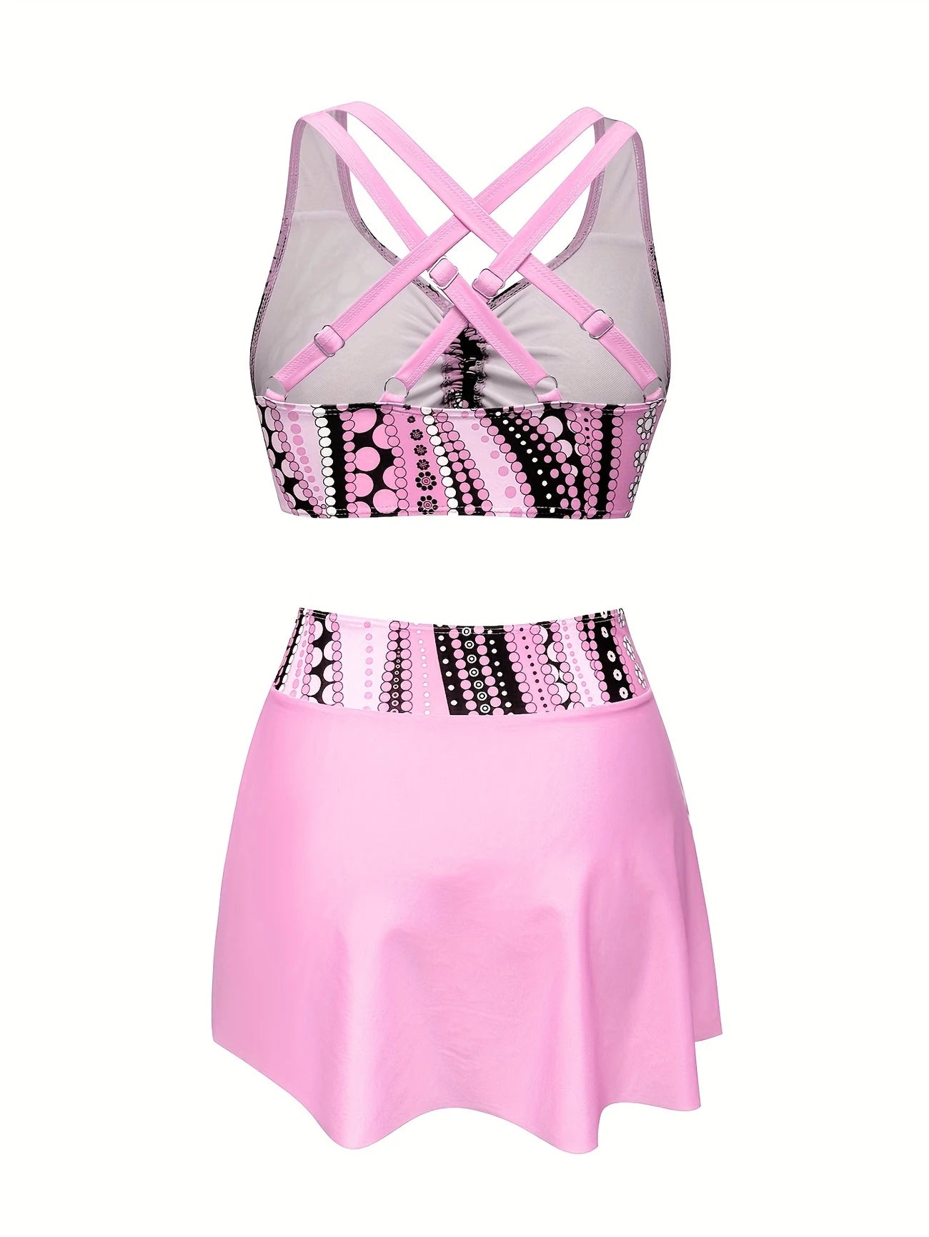 Ensemble de bain femme avec jupe taille haute – Style gainant et imprimé graphique tendance