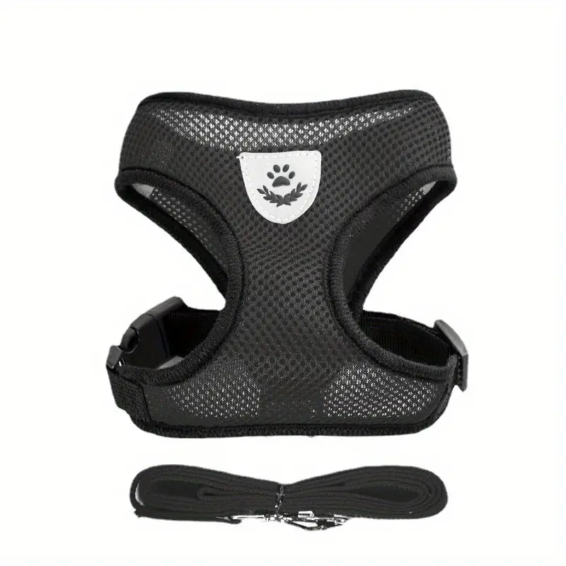 Harnais Respirant Réglable pour Chien avec Laisse – Gilet de Promenade Confortable et Sécurisé pour Petit et Moyen Chien