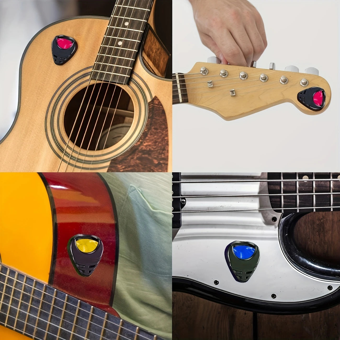 Lot de 20 Médiators Guitare et 2 Étuis Porte-Pick – Couleurs Aléatoires & Épaisseurs Variées