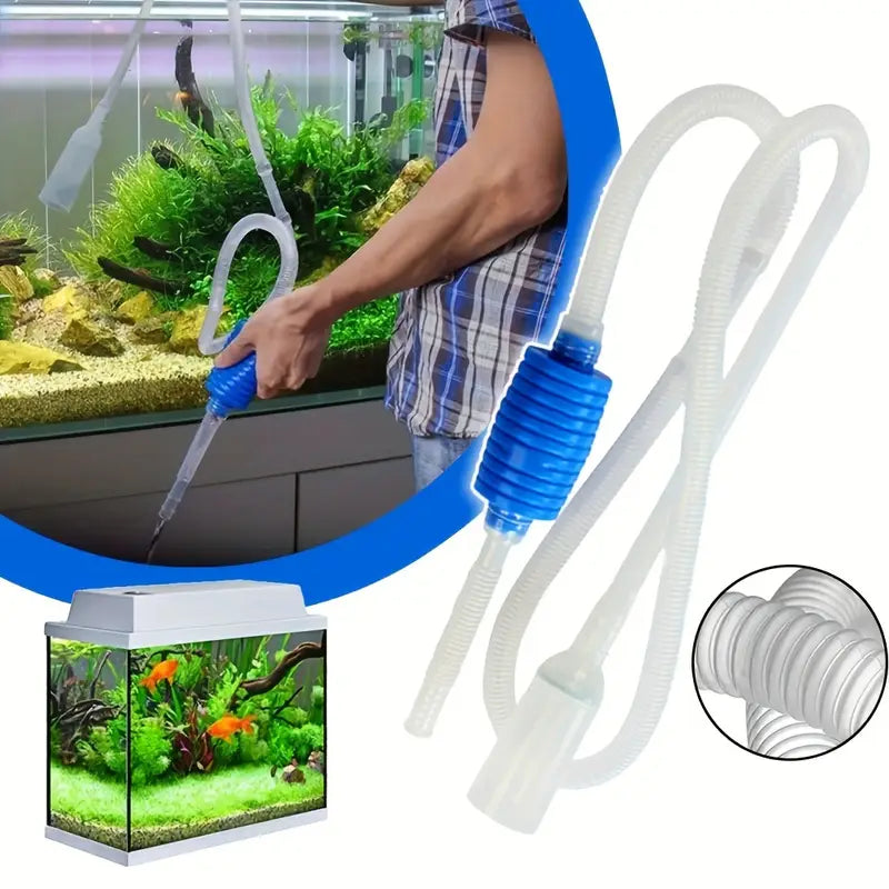 Pompe de Siphonnage Manuelle pour Aquarium – Tuyau de Vidange et Nettoyage d’Eau Facile pour Poissons et Reptiles