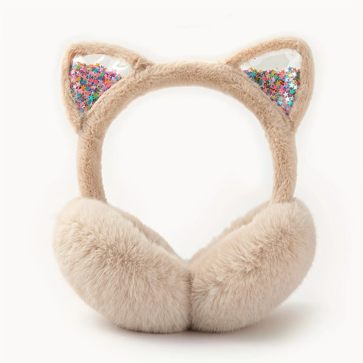 Cache-Oreilles Femme Hiver en Fausse Fourrure – Design Oreilles de Chat avec Paillettes, Doux et Chaud