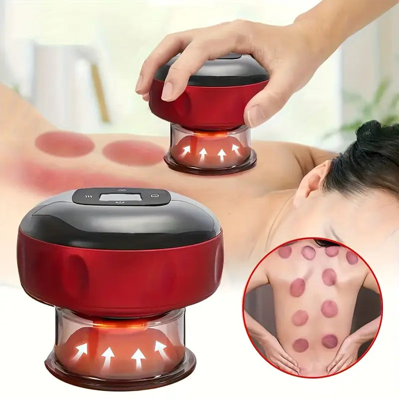 Masseur Électrique à Dépression Rechargeable – Ventouse Thérapeutique Anti-Douleur avec Aspiration et Lumière Rouge