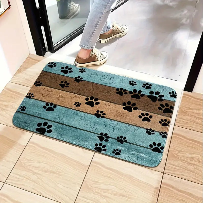 Tapis Antidérapant pour Animaux – Motif Patte de Chien/Chat, Confortable et Absorbant pour Entrée ou Litière