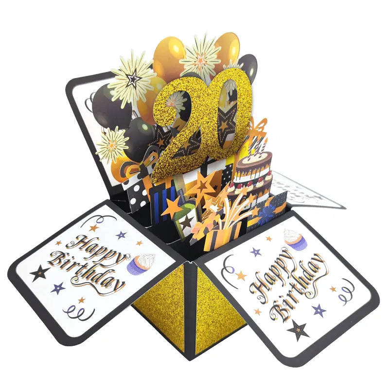 Carte Pop-Up Anniversaire 18 Ans – Boîte Surprise 3D avec Ballons et Gâteau | Idée Cadeau Originale