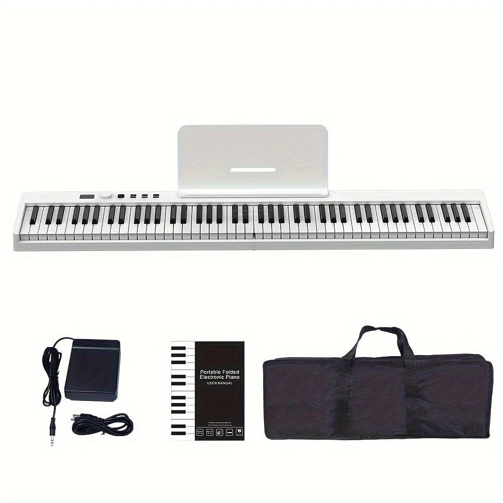 Clavier Piano Numérique 88 Touches Pliable – Portable avec Pédale, Support et Housse de Transport