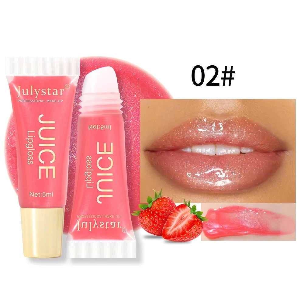 Gloss Lèvres Brillant JULYSTAR Teinte 01-04 – Effet Jus Hydratant Nude Caramel, Finition Naturelle & Gourmande