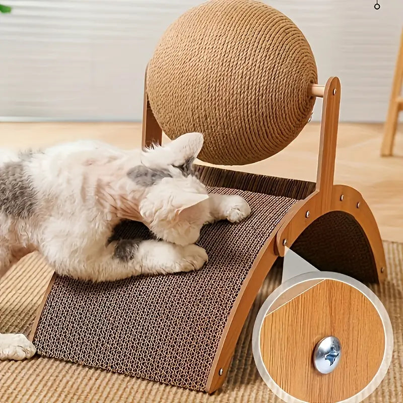 Griffoir en Carton Ondulé avec Support en Bois – Meuble Design et Résistant pour Chats