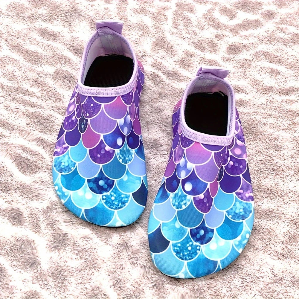Chaussures Aquatiques Enfant Motif Écailles – Antidérapantes et Ultra Légères