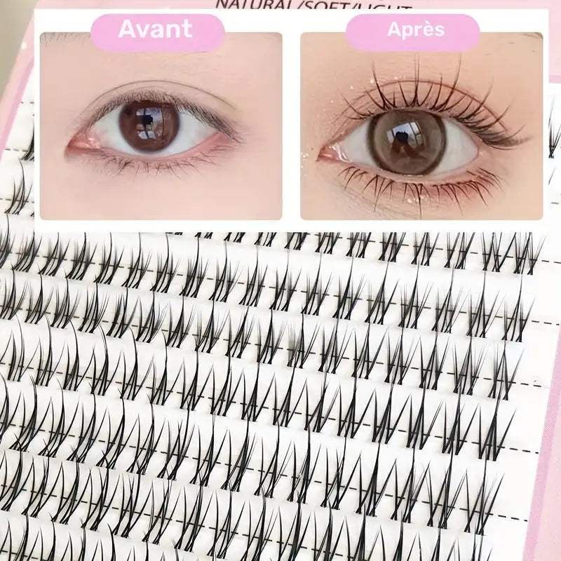 Faux Cils en Touffes Ultra Fins – Effet Naturel, Léger et Confortable pour un Regard Intense – Lot Professionnel de Cils Individuels