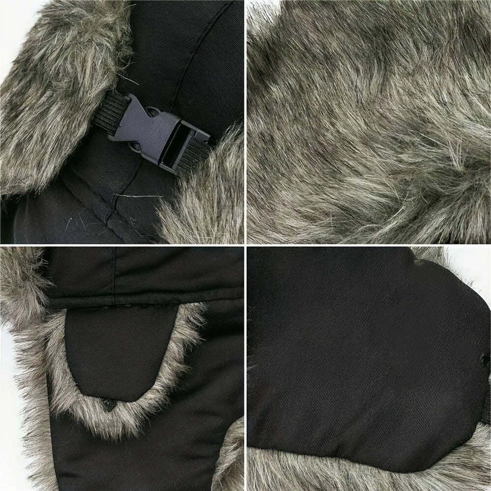 Chapka Homme Hiver en Fourrure Synthétique – Cache-Oreilles Chaud et Imperméable, Style Aviateur
