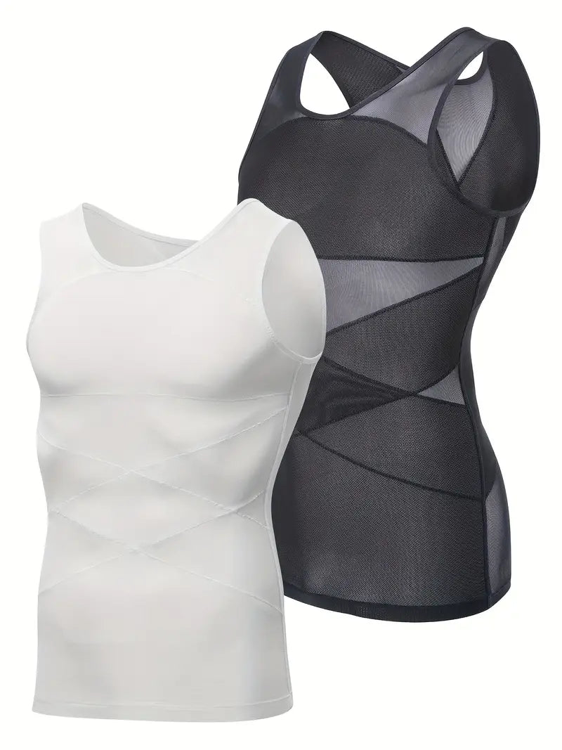 Débardeur Gainant Homme Invisible – Sous-Vêtement Sculptant Ultra-Confort pour Ventre Plat et Dos Redressé