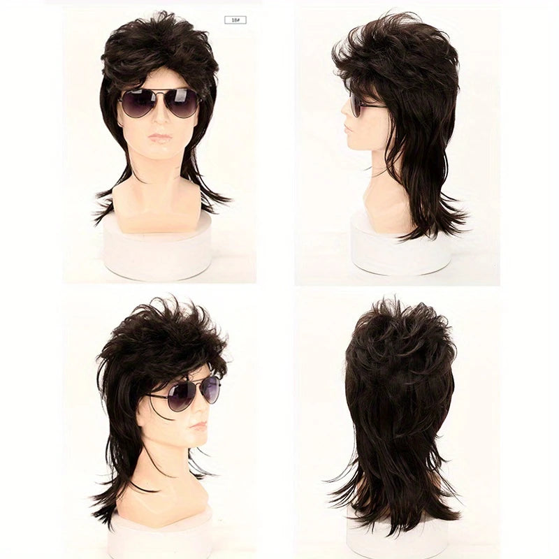 Perruque Homme Style Mullet – Look Vintage Années 80 Rock & Déguisement Détenteur de Style