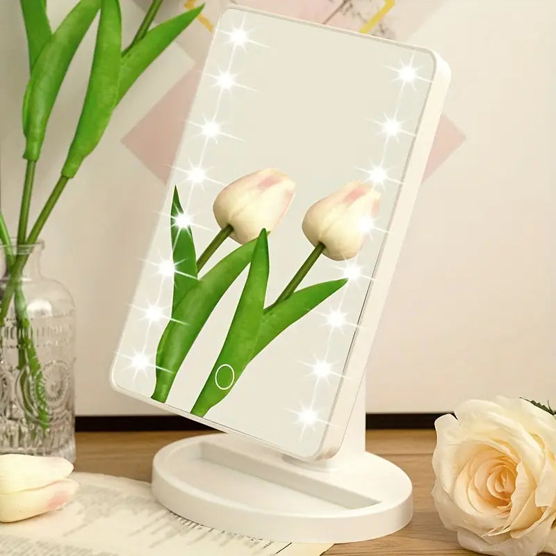 Miroir de Maquillage LED avec Éclairage Intégré – Design Élégant et Rotation Ajustable pour Coiffure & Beauté